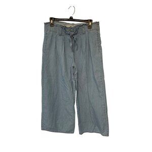 GU Womens Size 4 150 Light Blue Denim Jean Palooza Goucho Pants Paperbag Waist A